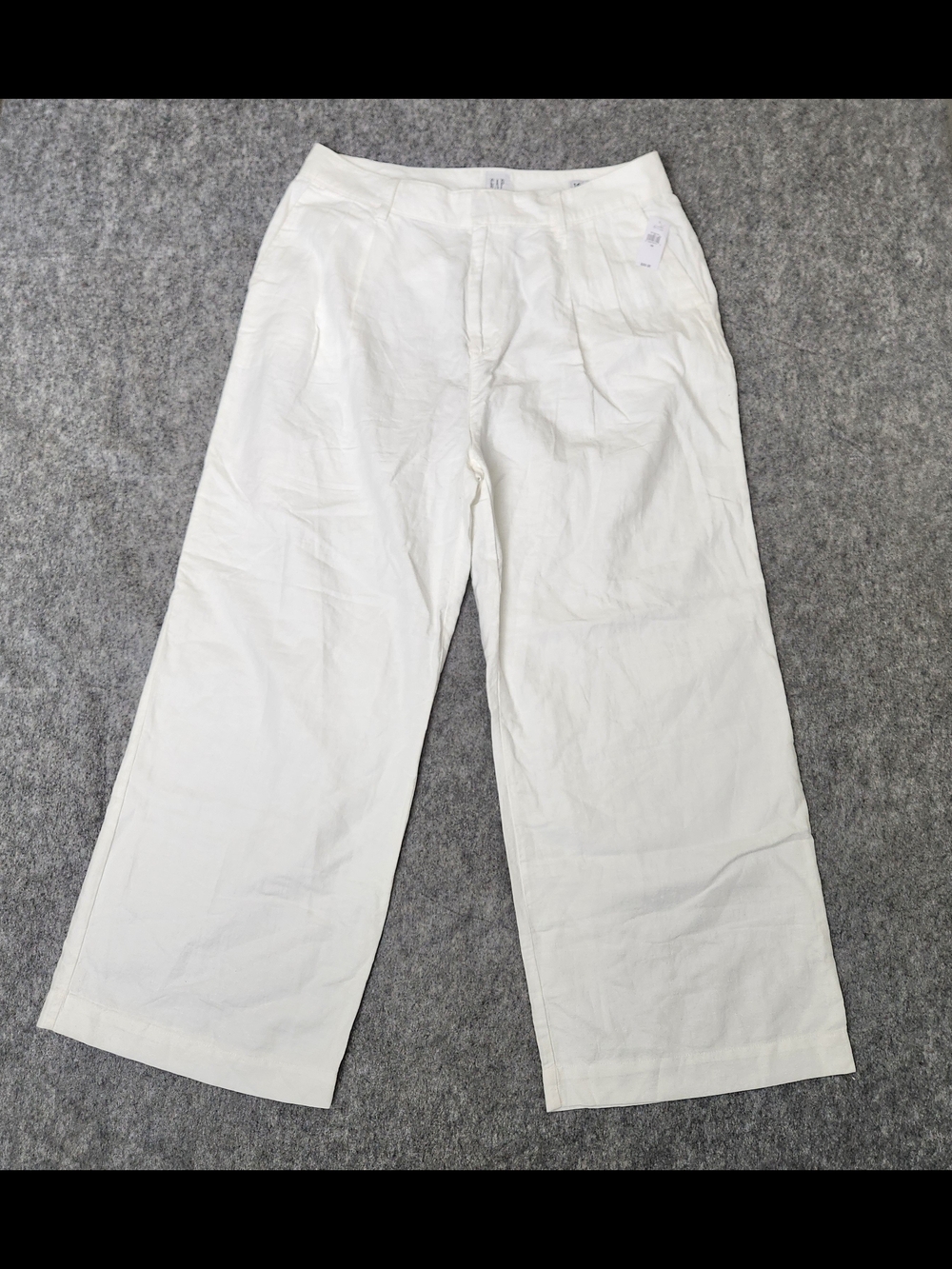 NWT GAP Pleated Linen Blend Wide Leg High Waist Pant Women's 16 White Coastal